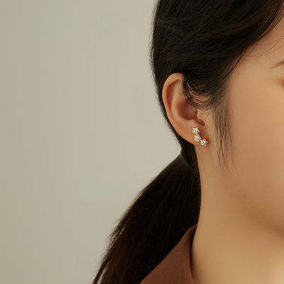 18K Oro Revestido 925 Estrella de Plata Esterlina Cubico Zirconia Auriculares para Mujeres Accesorios