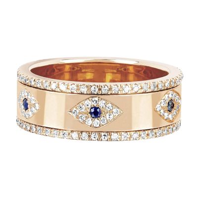 Azul Zafiro Blanco CZ Ojo Mujeres Banda Eternidad Latón Anillo Eternidad Para Mujeres