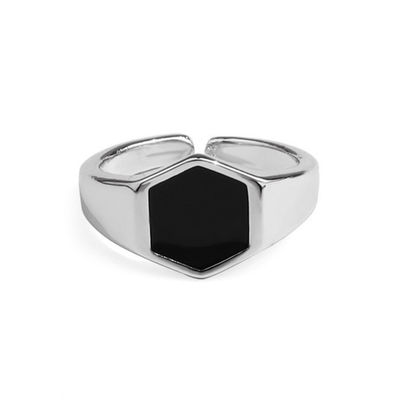 Anillos de manguito de ágata negra de oro 14K en plata 925 para individuos conscientes del estilo