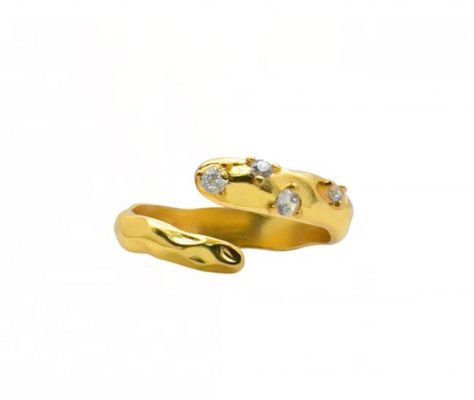 Tamaño 4-10 CZ Anillo de piedra 18K Oro Abierto Serpiente 925 Sterling Anillos de plata de animales