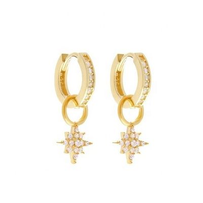 925 Sterling Silver Mini Starburst Pave CZ Huggie Los aretes con envío rápido y seguro