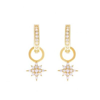 925 Sterling Silver Mini Starburst Pave CZ Huggie Los aretes con envío rápido y seguro