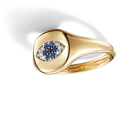 Coleccionables de cable brasileño Evil Eye Mini Pinky Ring 18K Oro Blanco CZ 925 Plata