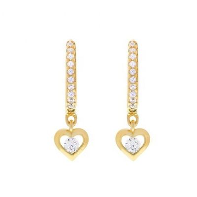 Mini Dangle Heart CZ Huggie Relicas Doradas Añadir un toque de glamour a su aspecto