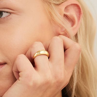Anillos de la banda de la eternidad 18K de oro brasileño joyería estrella 925 de plata esterlina anillo femenino cúpula