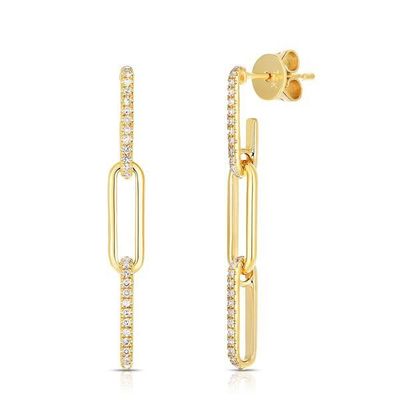 Retro Paperclip Rectangular Chain Los aretes en plata esterlina 925 para la noche de las damas