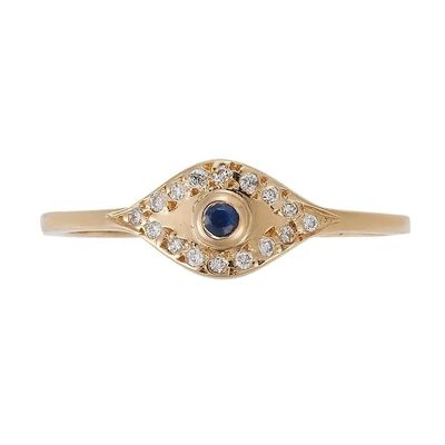 925 de plata esterlina Evil Eye Anillo de banda de diamante con platado de plata estilo clásico