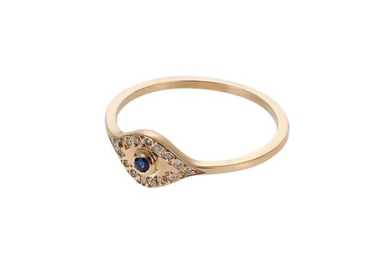 925 de plata esterlina Evil Eye Anillo de banda de diamante con platado de plata estilo clásico