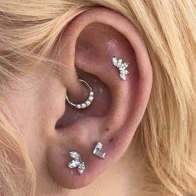 Revestimiento de oro rodio auriculares de rodillo blanco CZ para mujeres estilo de uso diario