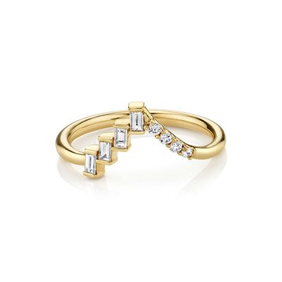 Ofrecemos diamantes redondos OEM y baguettes Triángulo ecléctico Anillo de plata para mujeres