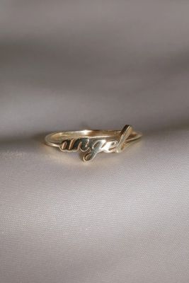 Anillo de nombre de ángel de oro sólido para mujeres hecho a mano Brillo 925 de plata esterlina Moderno N/A