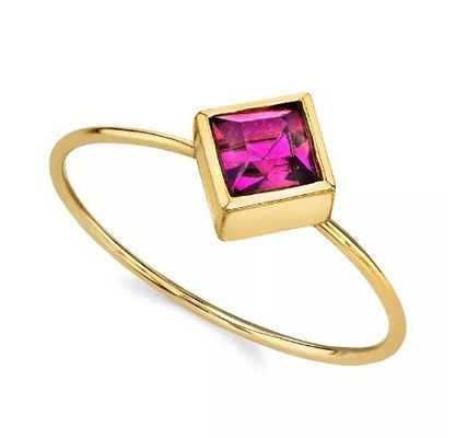Anillo de cristal de zirconia cúbico de oro de 14K OEM Anillo de piedra de oro