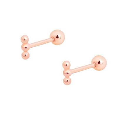Mini Barbell con cuentas de plata con tornillo trasero 925 de plata esterlina