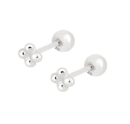 6 mm de plata con pequeñas cuentas de bolas barbell auriculares con tornillo de espalda joyería