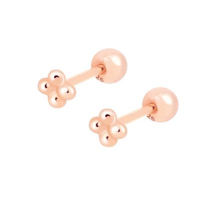 6 mm de plata con pequeñas cuentas de bolas barbell auriculares con tornillo de espalda joyería