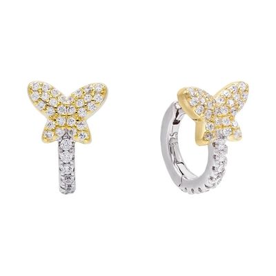 Mini Summer Butterfly Blanco CZ Huggies 925 Ahorros de plata esterlina