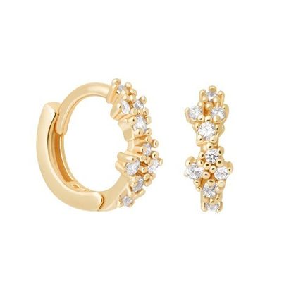 En forma de flor Blanco CZ 925 Sterling Silevr Huggies Los aretes para mujeres