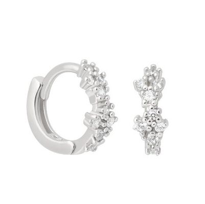 En forma de flor Blanco CZ 925 Sterling Silevr Huggies Los aretes para mujeres