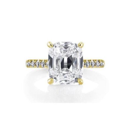 Anillo de compromiso de plata blanca CZ 925 de plata esterlina 18K de oro recubierto de baguette