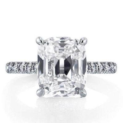 Anillo de compromiso de plata blanca CZ 925 de plata esterlina 18K de oro recubierto de baguette