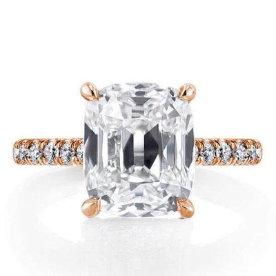 Anillo de compromiso de plata blanca CZ 925 de plata esterlina 18K de oro recubierto de baguette