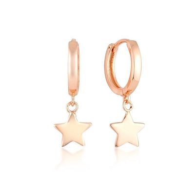 Los oídos en forma de anillos de aro de latón 14K de oro en forma de estrella para mujeres Joyería diaria simple