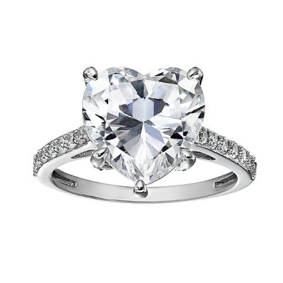 Tecnología de inserción de micro inserción Corte de corazón CZ Piedra 925 Anillos de compromiso de plata esterlina