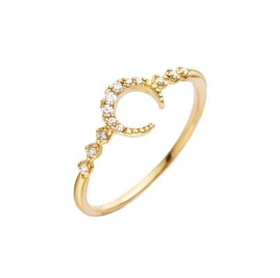 Anillo de luna de plata fina de 925 con oro de 14k 18k 24k de Brasil 2022