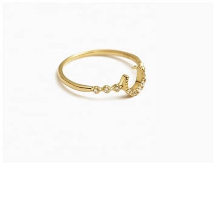 Anillo de luna de plata fina de 925 con oro de 14k 18k 24k de Brasil 2022