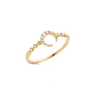 Anillo de luna de plata fina de 925 con oro de 14k 18k 24k de Brasil 2022