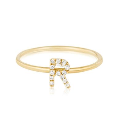 Joyería de plata personalizada 18K dorada apilada inicial CZ anillos delgados para mujeres