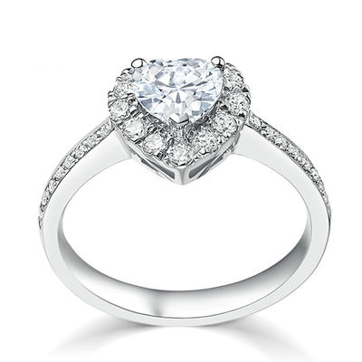 En bronce de forma de corazón creativo claro CZ 925 plata esterlina Eternidad anillos de banda para mujeres joyería