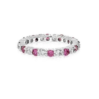 Anillo de la banda de la eternidad de plata 925 con dorado rosa y piedra de nacimiento