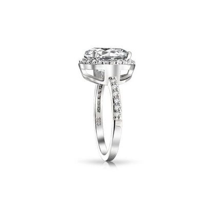 925 plata esterlina 10 mm blanco CZ anillo de compromiso de solitario con piedra principal tamaño 10 mm