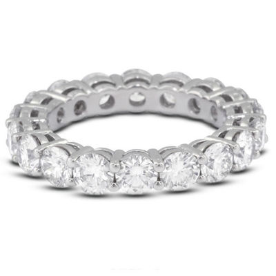 925 plata esterlina 4mm CZ Eternity Band Anillo Eco-amigable Sí Revestimiento Oro rosa