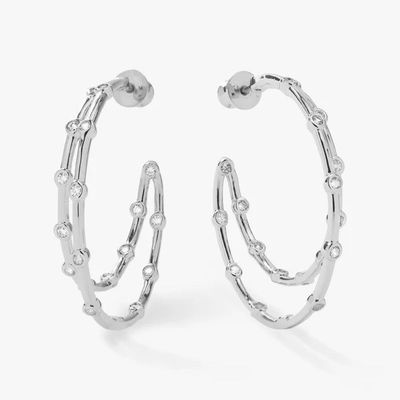 Orecillos de aro de zirconia cúbica blanca Conjunto de bisel Orecillos de aro gemelo de oro 18K
