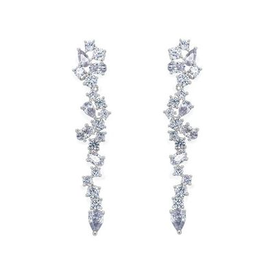 Cluster Drop Declaración nupcial Los aretes de circo blanco cúbico Los aretes de latón personalizados