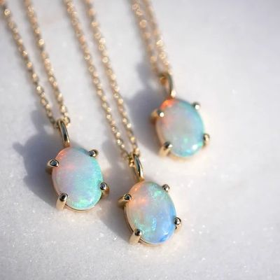 Collar de plata de piedra ópalo 925 hecho a mano