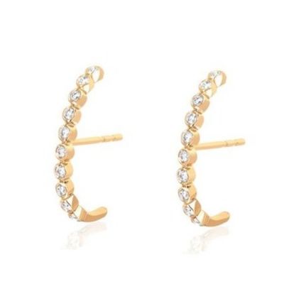 18K Oro Revestido con bisel de ajuste de cubo blanco de zircón auriculares para mujeres