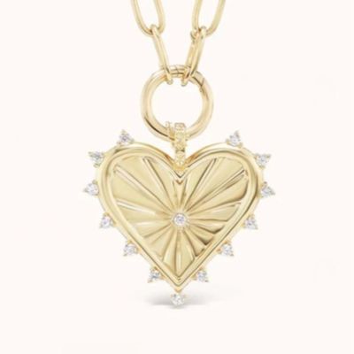 18K Oro Blanco CZ con puntas Amor Corazón Encanto Collar 925 Pendientes de Plata