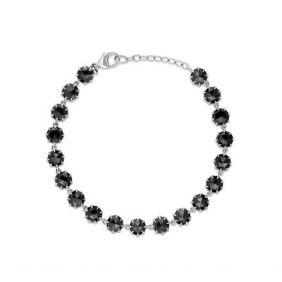 Brazalete de tenis de diamante de Thorn CZ con rodio Revestido con piedra preciosa negra