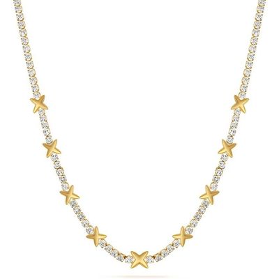 OEM clásico de latón collar de estrella de tenis collar con piedras de zircón cúbico brillante