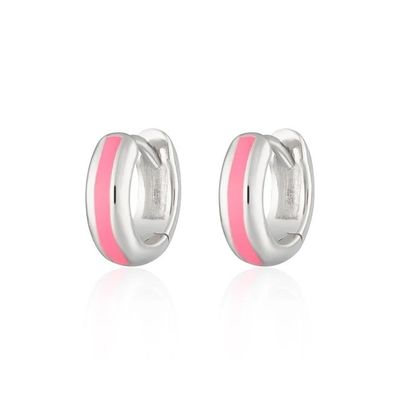 925 Logotipo personalizado 18K dorado rosado con esmalte de esmalte, pendientes de abrazo para mujeres