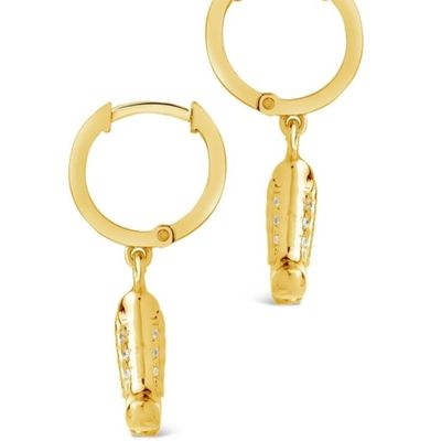 Botas de vaquero Micro delicado de latón de la gota de los aretes Blanco CZ Piedra de latón Dangle los aretes
