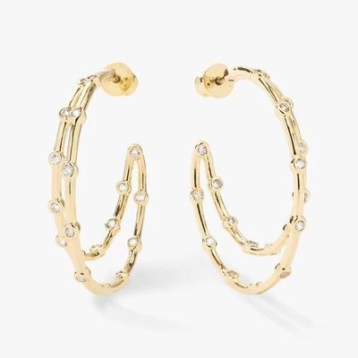 Orecillos de aro de zirconia cúbica blanca Conjunto de bisel Orecillos de aro gemelo de oro 18K