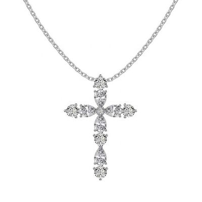 Personaliza el collar de la cruz de plata de 925 Sterling, de 18k. Cruz de plata y cadena.