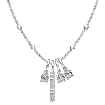 Collar de plata blanco CZ 4mm 925 Collar de piedra de zircón femenino