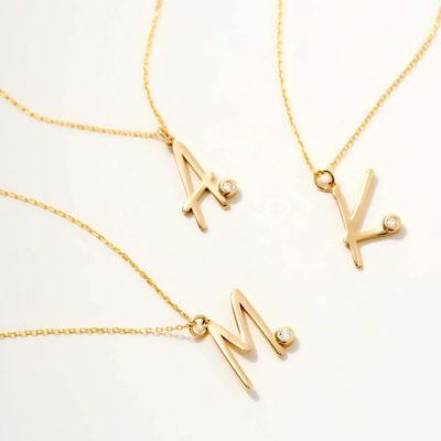 Conjunto de bisel Blanco CZ colgante inicial Unisex 925 plata esterlina collar personalizado