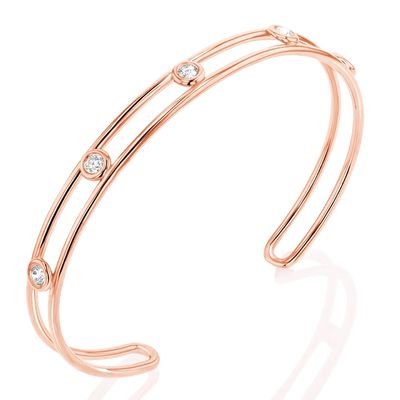 Brazalete de manguito de zirconia cúbico de diamante de platino ancho 6 mm brazalete de manguito CZ