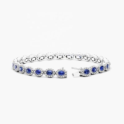 5.7 mm de ancho Circón Brazalete de tenis Oval Esmeralda Blanco 14K Oro Brazalete Mujeres